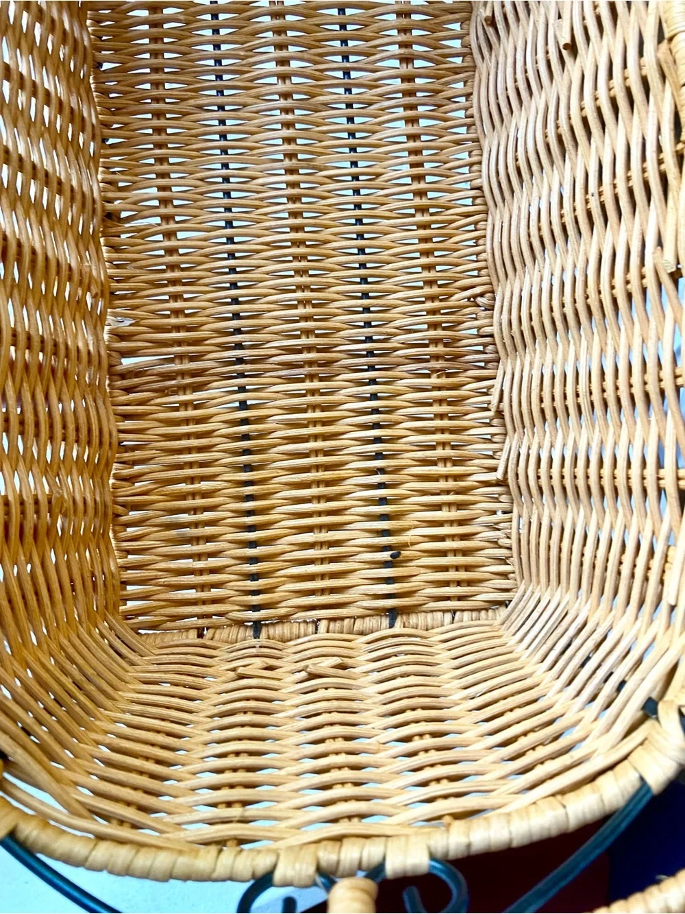 Woven Rattan Storage Basket with Handle - Tan